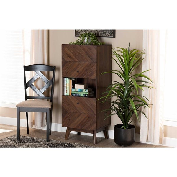 Baxton Studio Baxton Studio LV23DC2316WI-Columbia-Cabinet Hartman Mid-Century Modern Wood Storage Cabinet; Walnut Brown LV23DC2316WI-Columbia-Cabinet